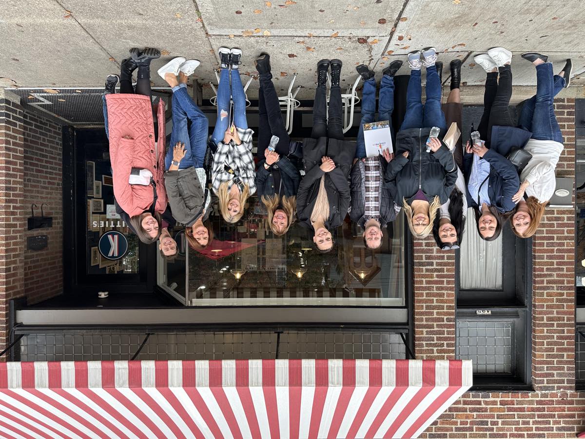 A private tour group outside a Columbus restaurant