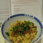 baked risotto with bacon and caramelized onions