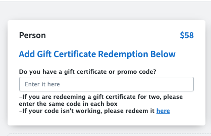gift certificate redemption.